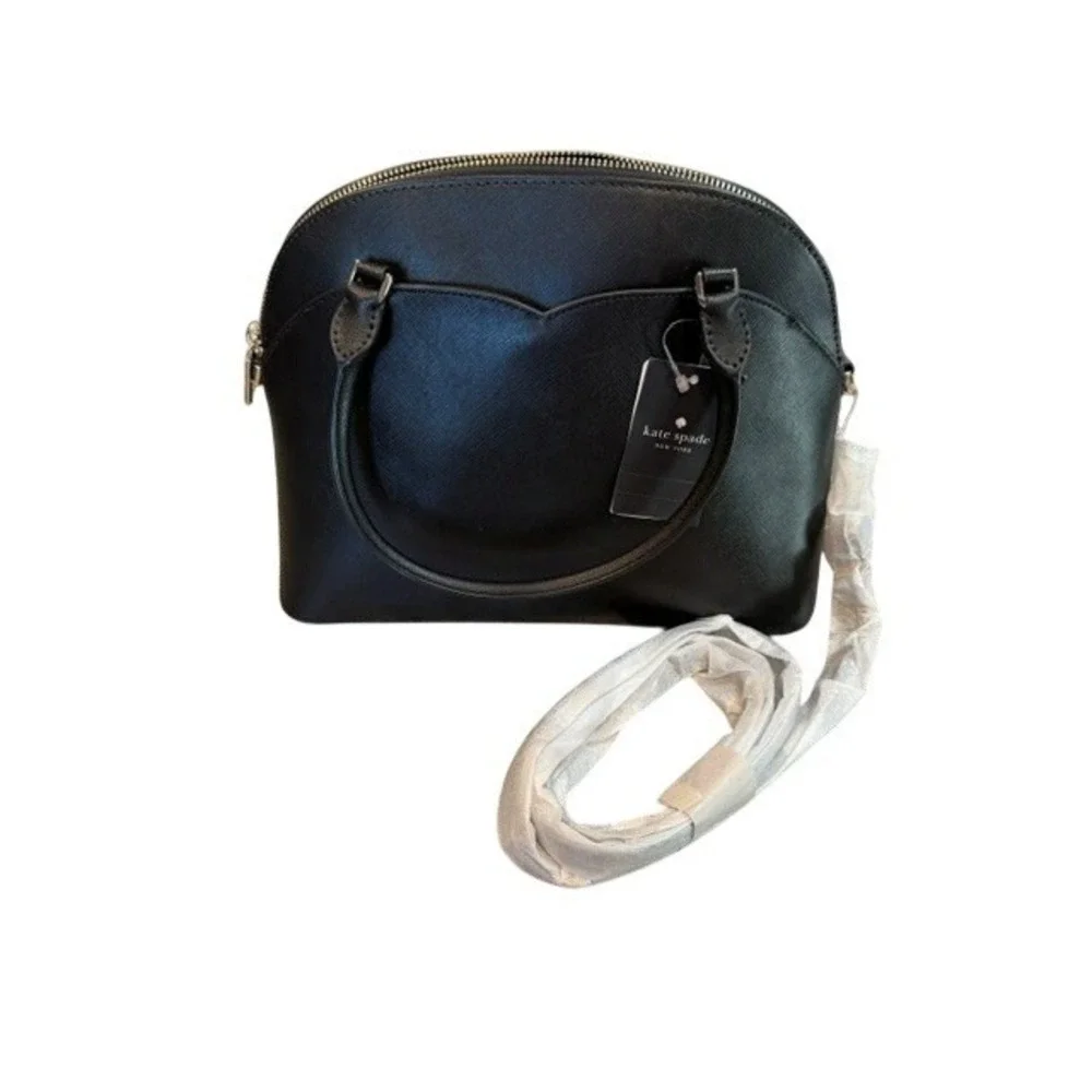Kate Spade New York Black Payton Medium Dome Satchel Saffiano leather‎ NWT